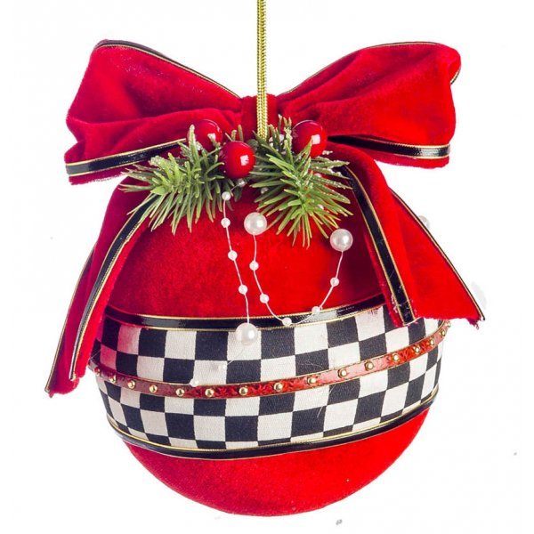 Χριστουγεννιάτικη Μπάλα Κόκκινη με Φιόγκο (14cm)